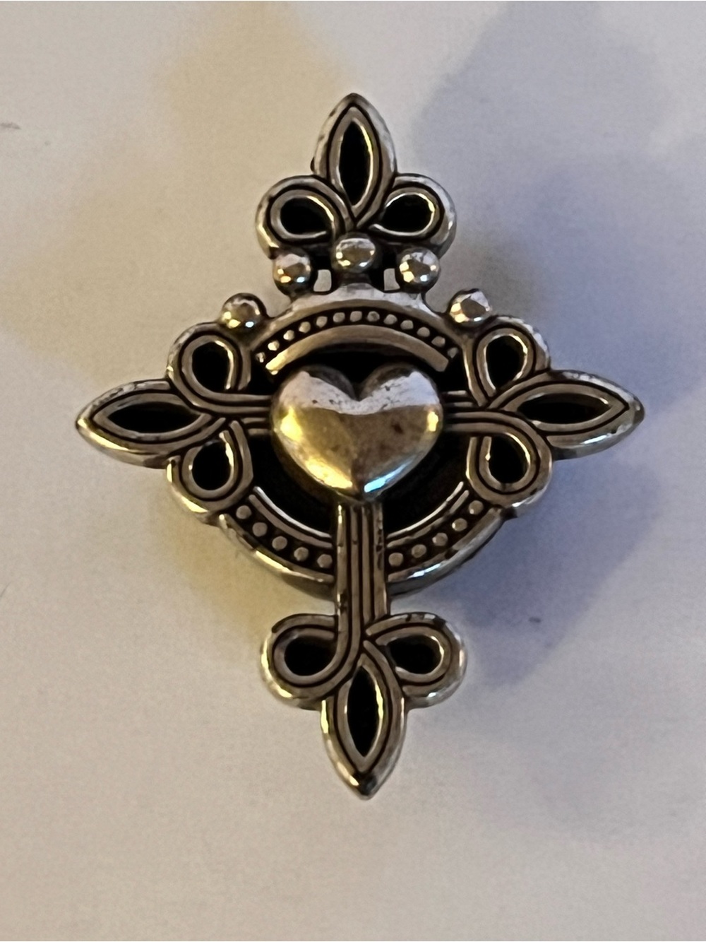 Vintage Brighton Refrigerator Magnet Sacred Heart Fleur-de-Lis Collectible